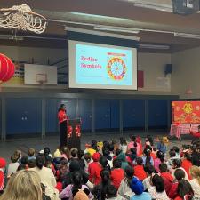 Assembly at elementary school for Lunar New Year.
